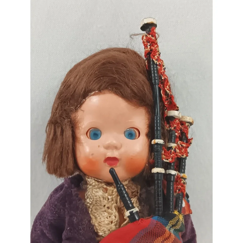 Vintage Roddy Scottish‎ Bagpipe Boy Doll Bagpiper Moving Eyes Traditional Outfit